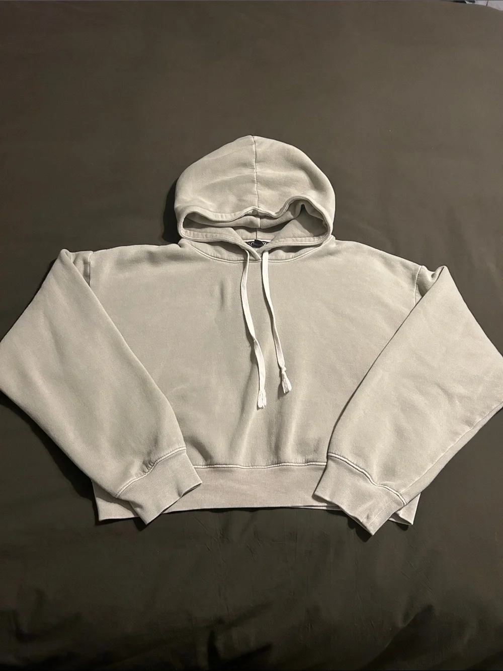 JCrew Women's Cropped Hoodie Sweatshirt Light Green